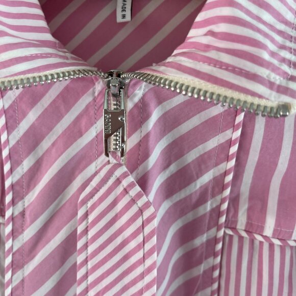 Ganni Womens Shirt Size Medium Pink Striped Oversized Collared Pure Cotton - Picture 4 of 12